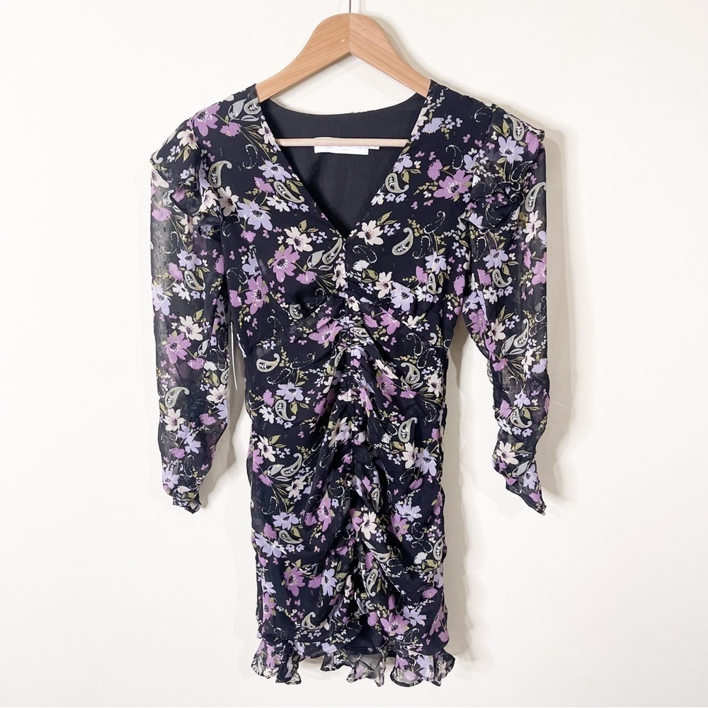ASTR The Label Black Kimbra Floral Ruched Front Dress Size XS NWT - Picture 3 of 10
